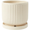 Gleao Ribbed Ceramic Planter Ivory 6 in