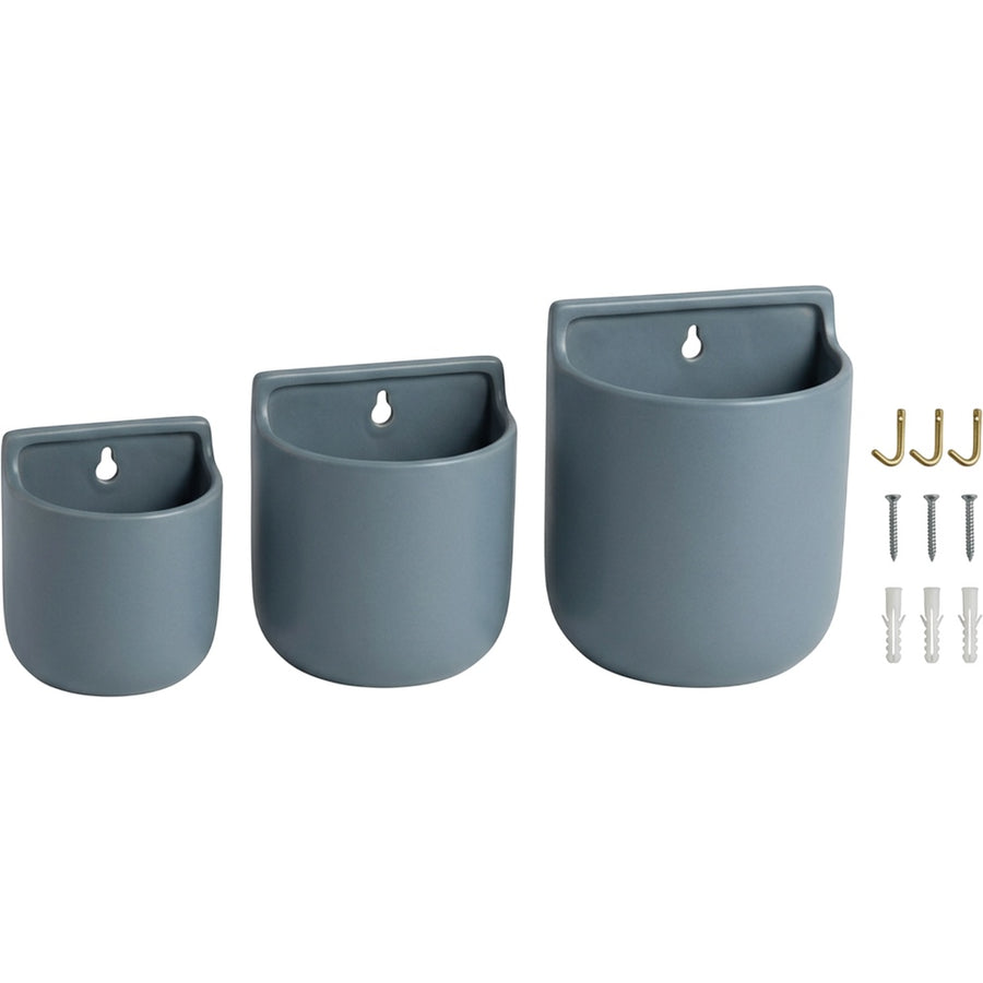 Gleao Ceramic Wall Pocket Planter Set of 3 Blue Gray